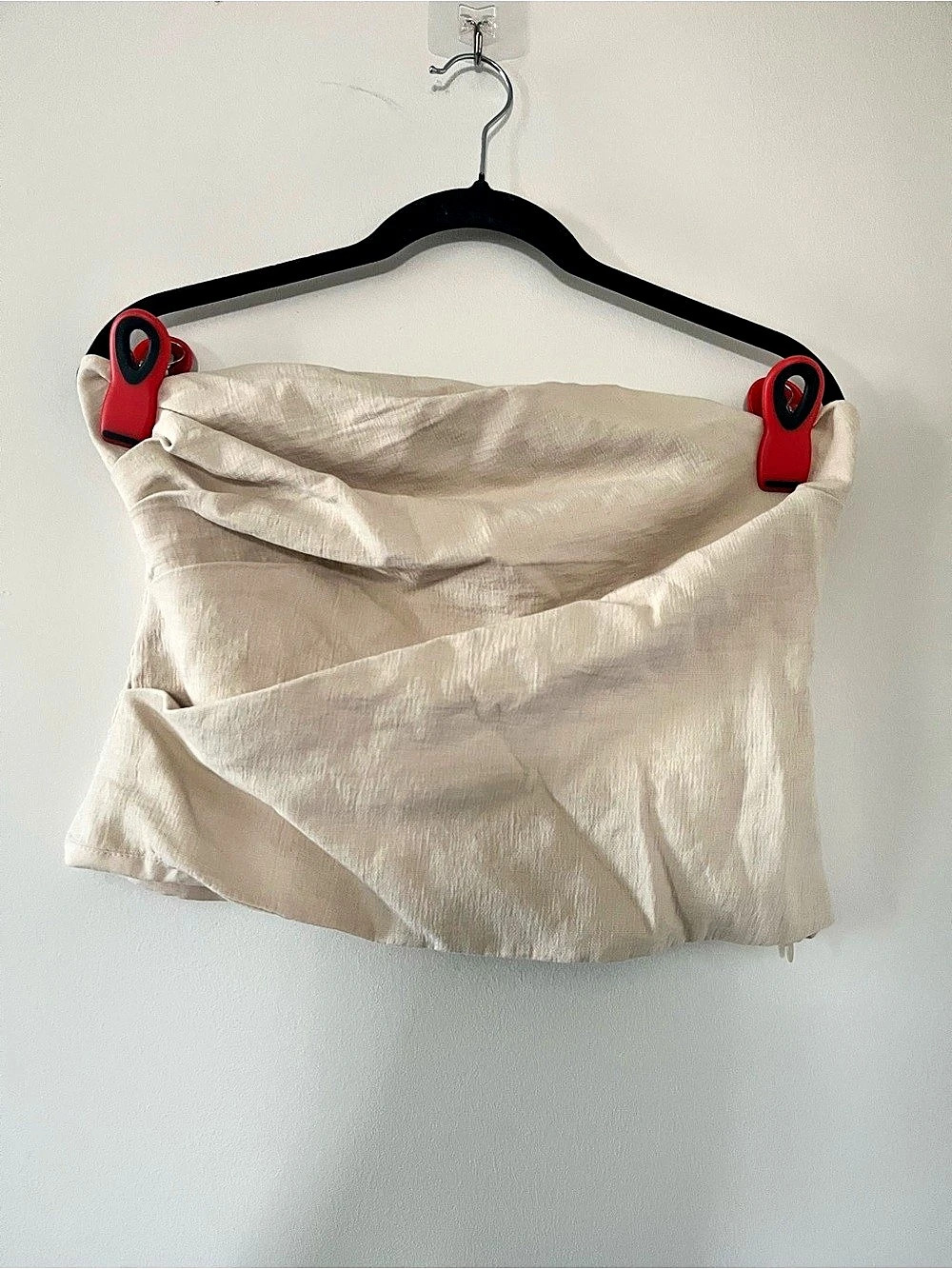 Zara 100% Cotton Cream Strapless Crop Top Large Euro Summer Coastal Resort